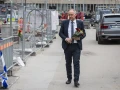 Jonas Sjöstedt, chairman of the Left Party, visits the scene of a terrorist truck attack in downtown Stockholm on April 8, 2017. Photo by Michael Campanella/Getty Images.
