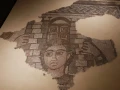 A 1,600-year-old mosaic depicting the Israelite judge Samson on display at Beit Yigal Allon in Kibbutz Ginosar on Aug. 23, 2026. Photo by Eitan Elhadez-Barak/TPS-IL.