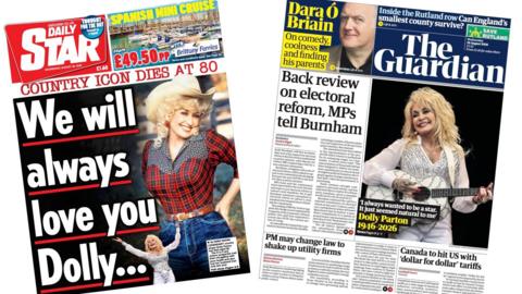 A composite image of the front pages of the Daily Star and the Guardian on 26 August 2026