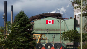 Coils of steel are seen at an ArcelorMittal Dofasco facility in Hamilton, Ontario, Canada, on August 24, 2026.