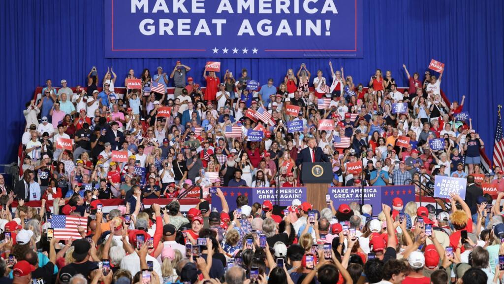 President Donald Trump arrives at the Myrtle Beach Convention Center in Myrtle Beach, South Carolina, Friday, Aug. 21, 2026.