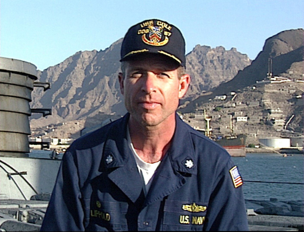 Retired Commander Kirk Lippold, USS Cole (DDG 67) from videotaped message to friends and family members of the crew aboard USS Cole following a 12 Oct. terrorist attack on the ship while refueling in Aden, Yemen. (U.S. Navy Photo.)
