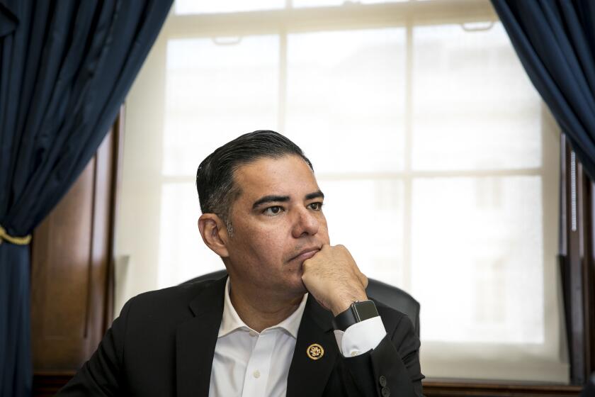 Representative Robert Garcia (D-CA) inside his congressional office in Washington, D.C., on Wednesday, June 26, 2024. Garcia attended hearings, gave interviews to multiple radio stations, and met with constituents as part of the many duties that occupied his calendar on a regular day in Washington, D.C..John Boal/for The Times