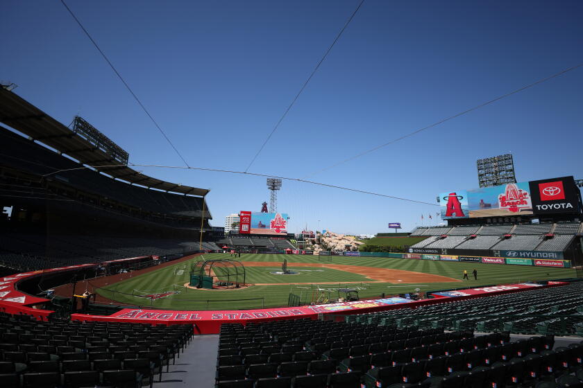 ANAHEIM, CALIFORNIA - AUGUST 01: General view of the stadium before the game between the Los Angeles Angels and the Milwaukee Brewers at Angel Stadium of Anaheim on August 01, 2026 in Anaheim, California. (Photo by Luiza Moraes/Getty Images)