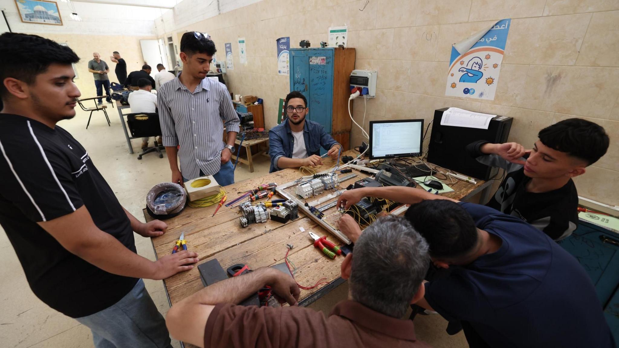 File photo showing students working at Unrwa's Qalandia Training Centre, in the occupied West Bank (24 August 2026)