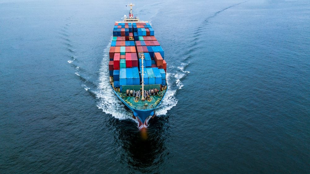 container ship underway at sea