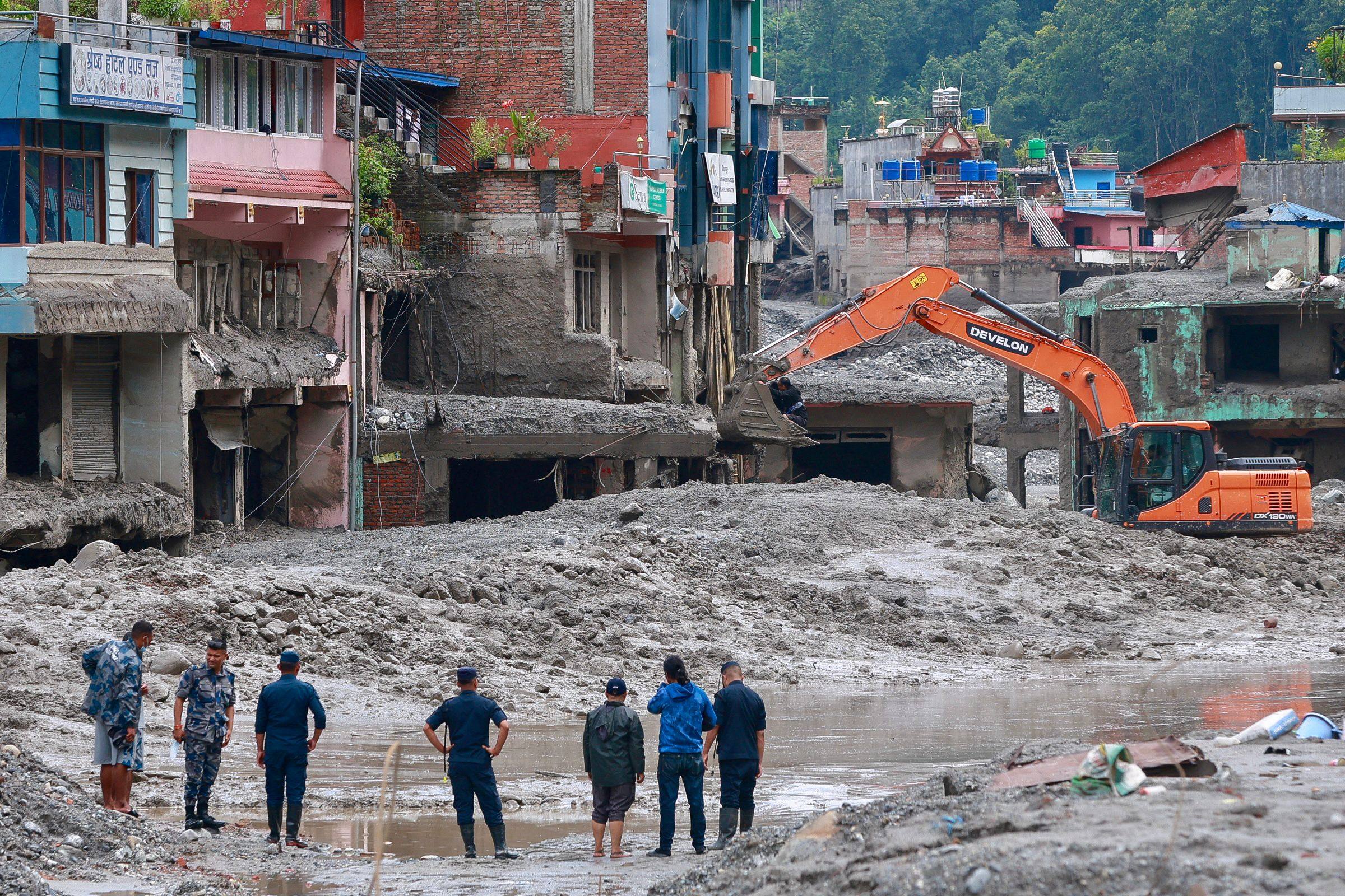 On Wednesday, a huge wall of mud and rock collapsed into a river along the Himalayan border between Nepal and China’s Tibet, triggering catastrophic flooding. Photo: AFP