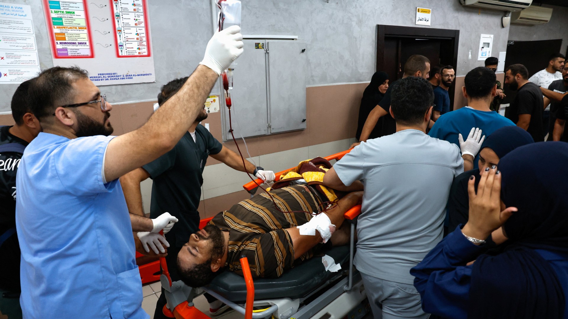 Palestinian man injured in an Israeli settler attack in al-Mughayyir receives treatment at a hospital in Ramallah in the occupied West Bank, 30 August 2026 (Mohammed Torokman/Reuters)