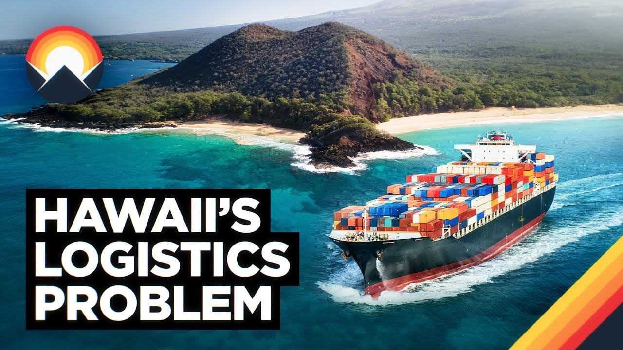 A youtube thumbnail of a ship sailing past a hawaiin island
