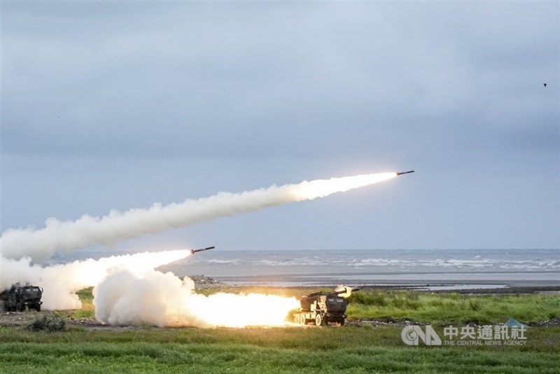 A Taiwanese High Mobility Artillery Rocket System (HIMARS) launches an M28 reduced-range rocket during a recent training exercise. CNA file photo for illustrative purposes only