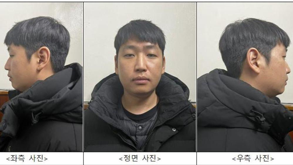 A composite image showing the left, centre and right profiles of Kim Nok-wan, who is seen wearing a black T-shirt and a puffy black coat