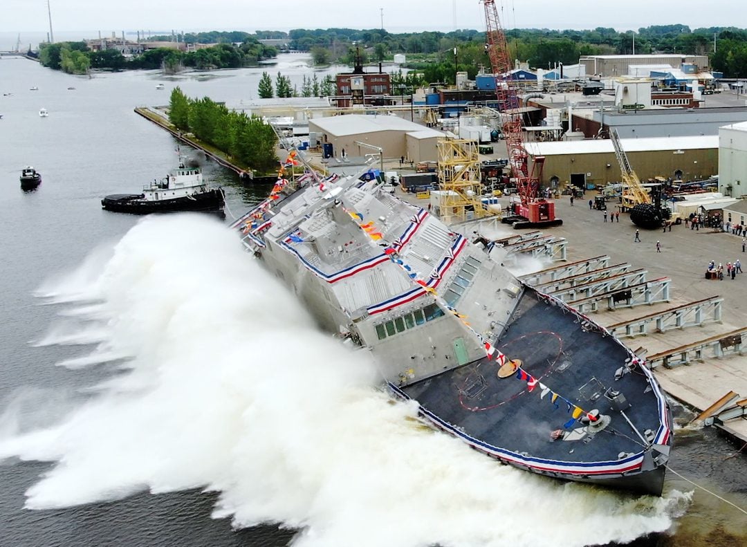 The USS Nantucket (LCS 27) is christened and launched at Fincantieri Marinette Marine