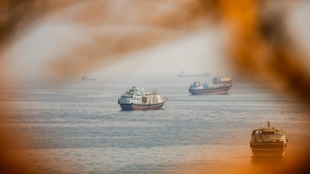 Vessels near the Strait of Hormuz as seen from Oman on August 31, 2026