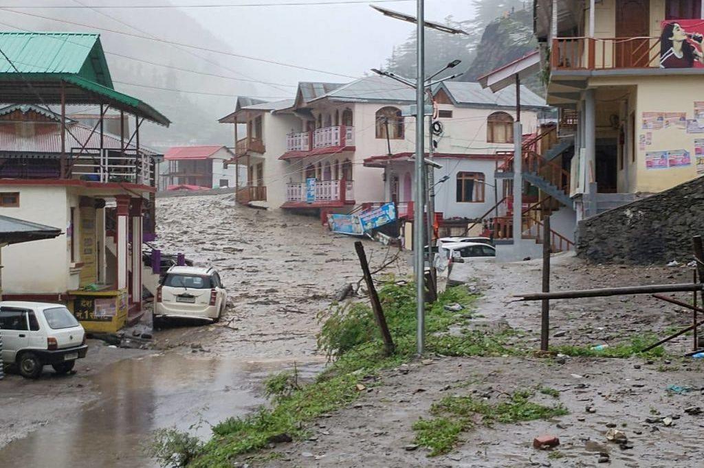 A view of the landslide as at least four people were killed while 50 others are missing after a massive mudslide and flash floods struck the Dharali village in Uttarakhand, India on August 5, 2025. (Photo by Uttarakhand Police / Handout/Anadolu via Getty Images)