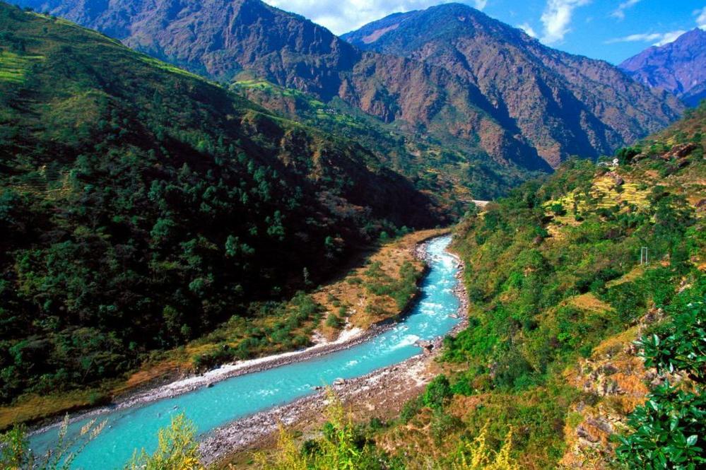 Himalaya Valley and mountain stream
