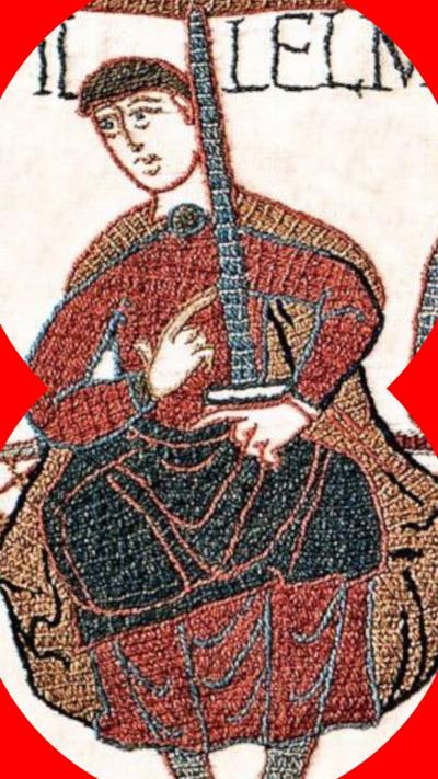 Bayeux Tapestry showing an embroidered image of William, Duke of Normandy