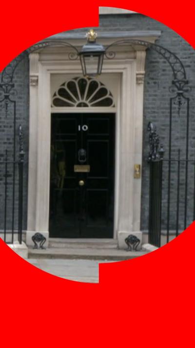 The exterior door of Number 10 Downing Street.