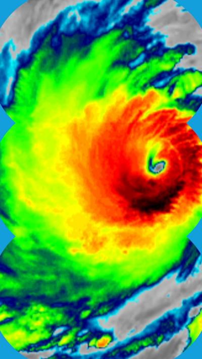 A hurricane on a weather radar 