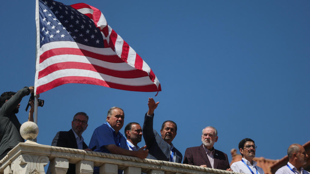 US Ambassador to Israel Mike Huckabee meets residents of Turmus Ayya, a Palestinian town near Ramallah in the Israeli-occupied West Bank that is home to many American citizens