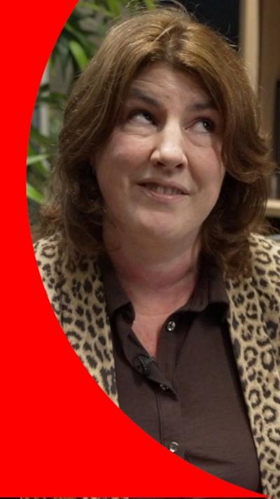 The BBC's reporter wearing a leopard print jacket with brown hair 