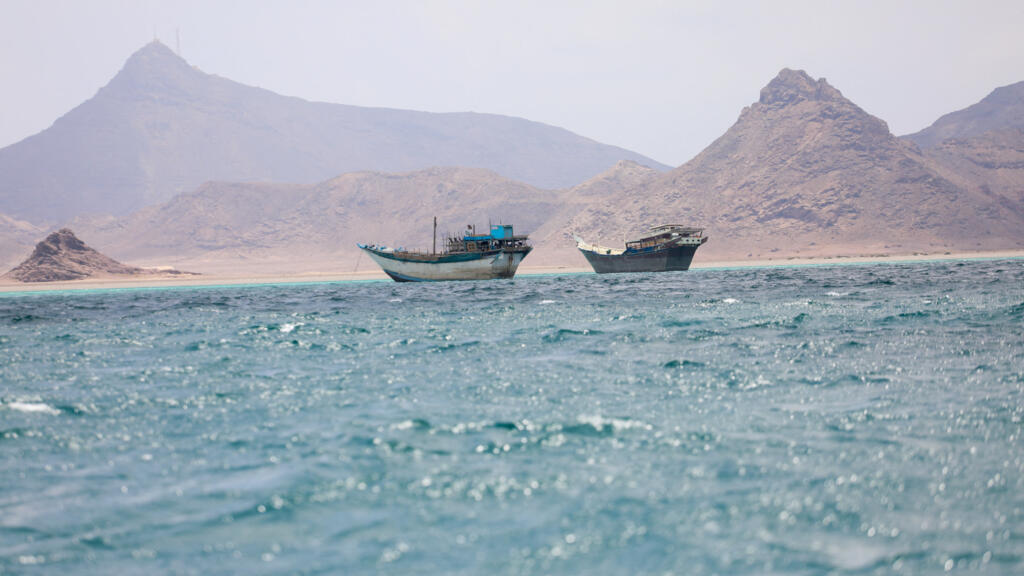 Boats float near the coast of Bab el-Mandeb, Yemen April 2, 2026.
