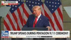 Donald Trump speaking at the Pentagon