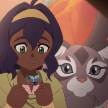 Pavi and her cat-monkey Geet in "Avatar: Seven Havens."