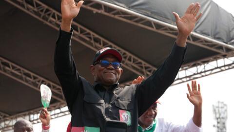 L'opposant Peter Obi lors d'un meeting de campagne électorale à la place Tafawa Balewa de Lagos, au Nigeria, le 11 février 2023. 