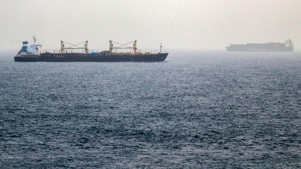 Vessels transit the Bab el-Mandeb Strait off the coast of southern Yemen on July 25, 2026
