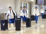 N. Korean athletes arrive in Beijing en route to Asian Games in Japan