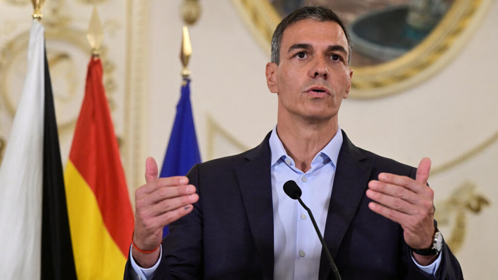 Spanish Prime Minister Pedro Sanchez makes declarations in Ceuta, Spain, amid mass crossings of migrants on foot and by sea from Morocco into Spanish territory, July 31, 2026