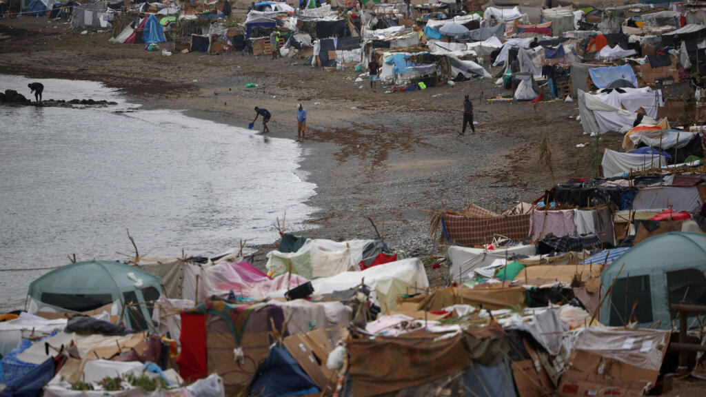 Tents stand along the Trampolin Beach following recent mass crossings of migrants from Morocco to Ceuta, Spain, September 02, 2026