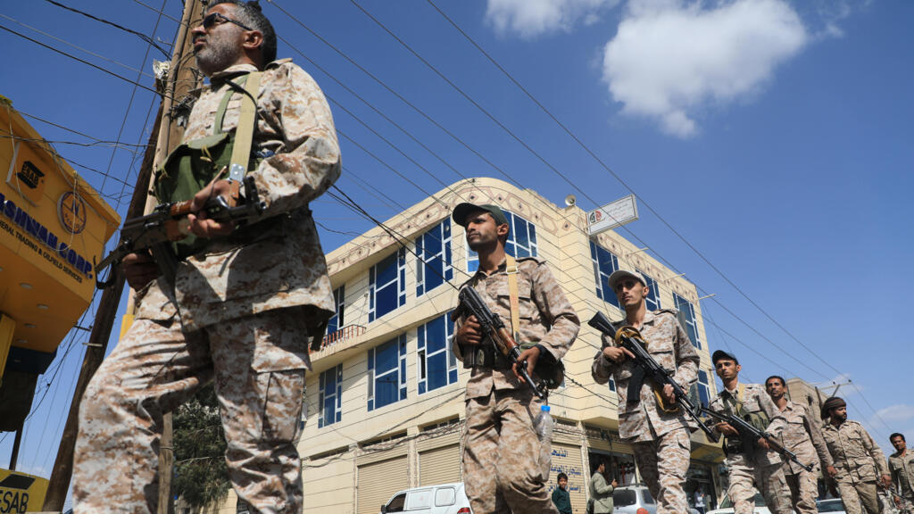 Yemen's Houthi rebels march during a mobilisation campaign in Sanaa, Yemen