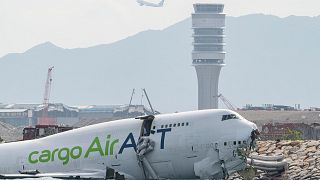 Two killed after cargo plane veers off runway while landing in Hong Kong