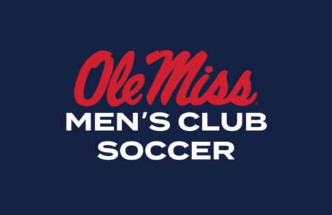 Ole Miss MEN'S CLUB SOCCER red and white logo on navy blue background