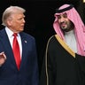 President Trump greets Saudi Crown Prince Mohammed bin Salman at the White House in Washington, D.C., on Nov. 18, 2025. 