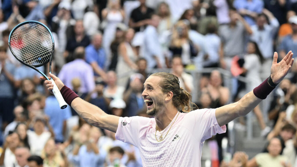 Germany's Alexander Zverev celebrates his victory over Ben Shelton in the US Open final
