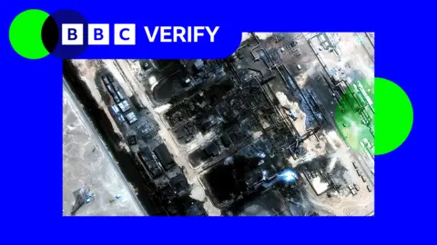 BBC A satellite image of a damaged oil refinery 