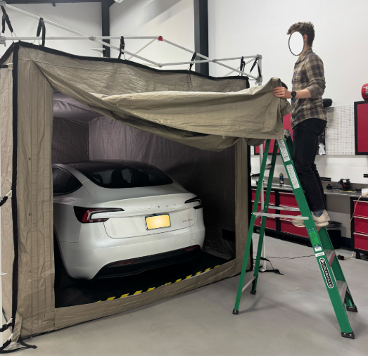 Faraday tent used to block cellular signals