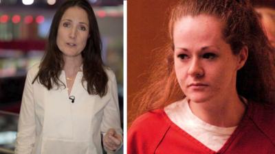 A BBC composite image showing a correspondent on the left and Christa Pike on the right
