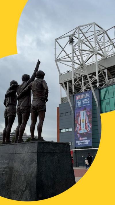 Old Trafford featuring a Super League banner