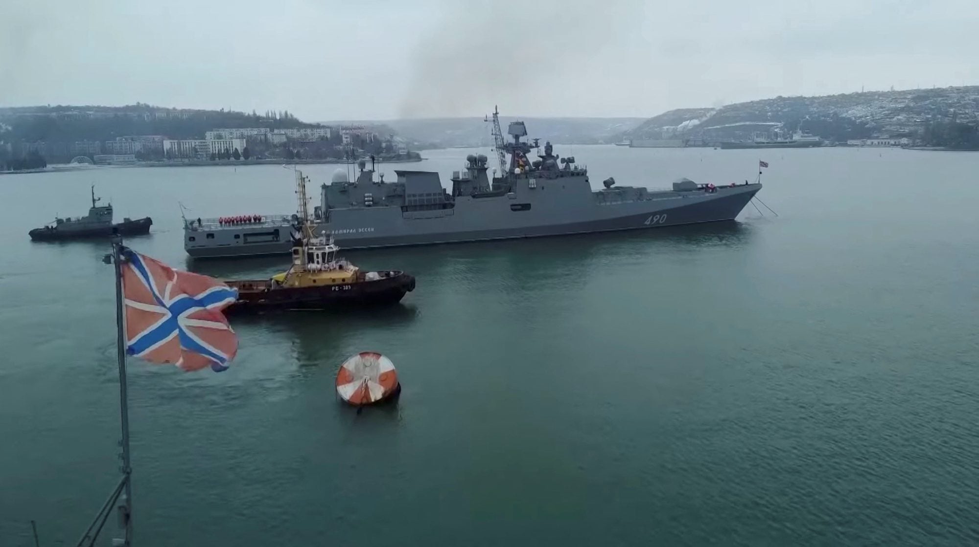 The Russian Navy's frigate Admiral Essen takes part in the drills in the Black Sea.Handout via REUTERS