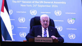 President of the State of Palestine Mahmoud Abbas addresses the 81st United Nations General Assembly via pre-recorded video