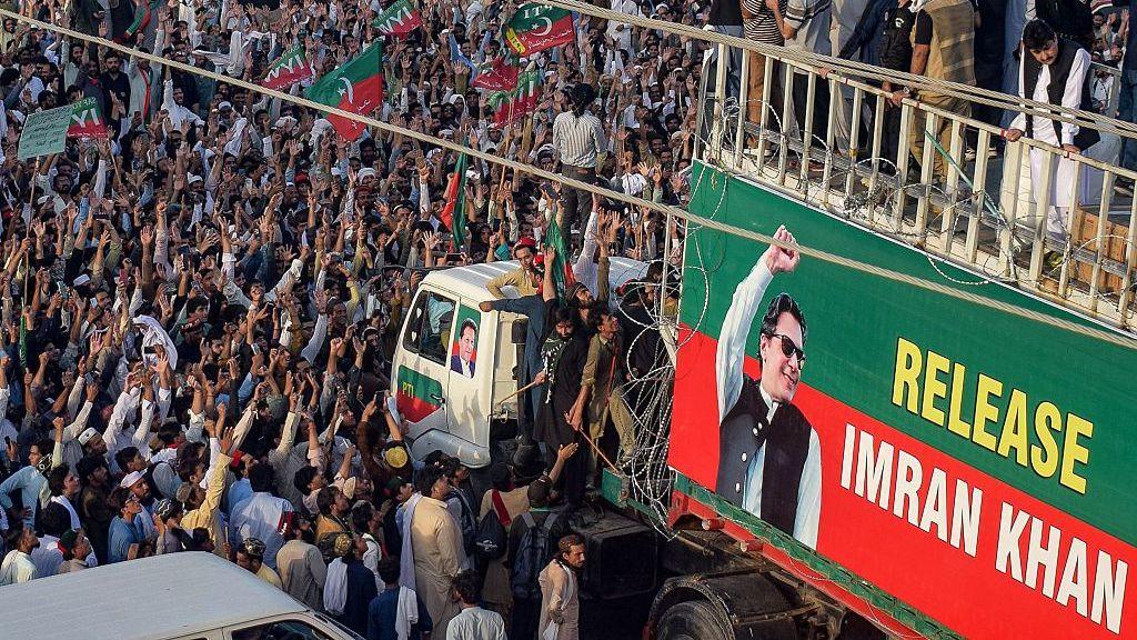 Some 5,000 people took to the streets on Sunday carrying red and green flags of Khan's Pakistan Tehreek-e-Insaf party