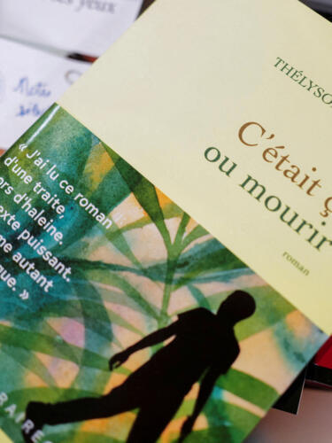 A copie of the book "C'etait ca ou mourir", a novel by author Thelyson Orelien, is displayed on a table inside a bookstore in Paris, France, September 22, 2026.
