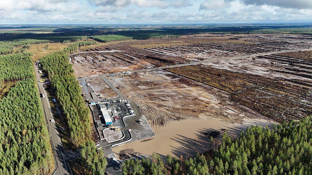 An aerial view shows the site where Google's data centre is set to be built in Muhos, Finland.