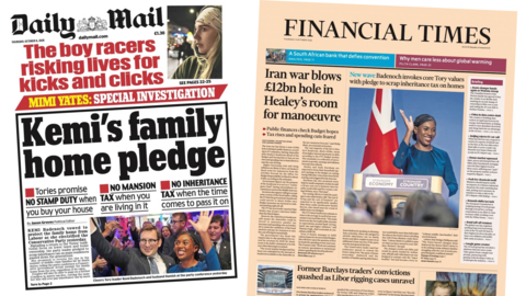 A composite image of the front pages of the Daily Mail and the Financial Times