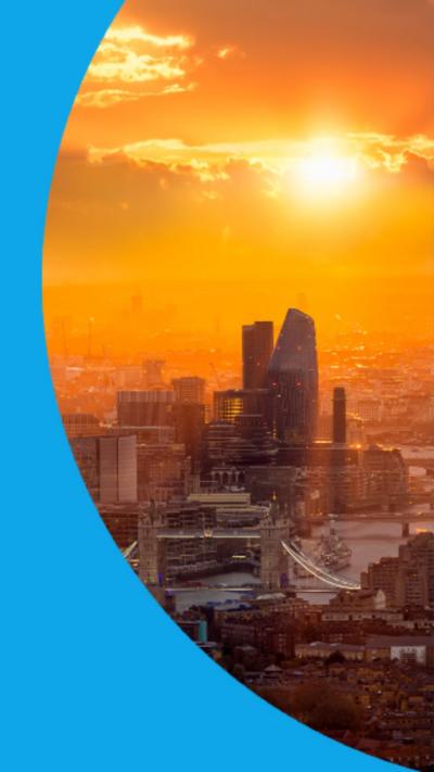 The sun setting above London skyline