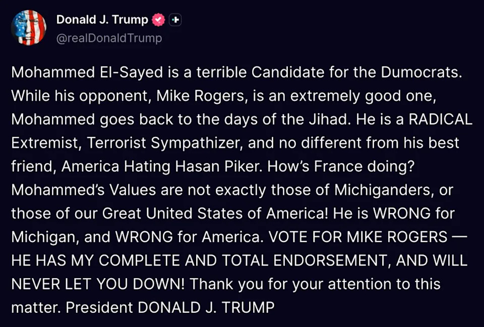 Truth Social /  Donald Trump
