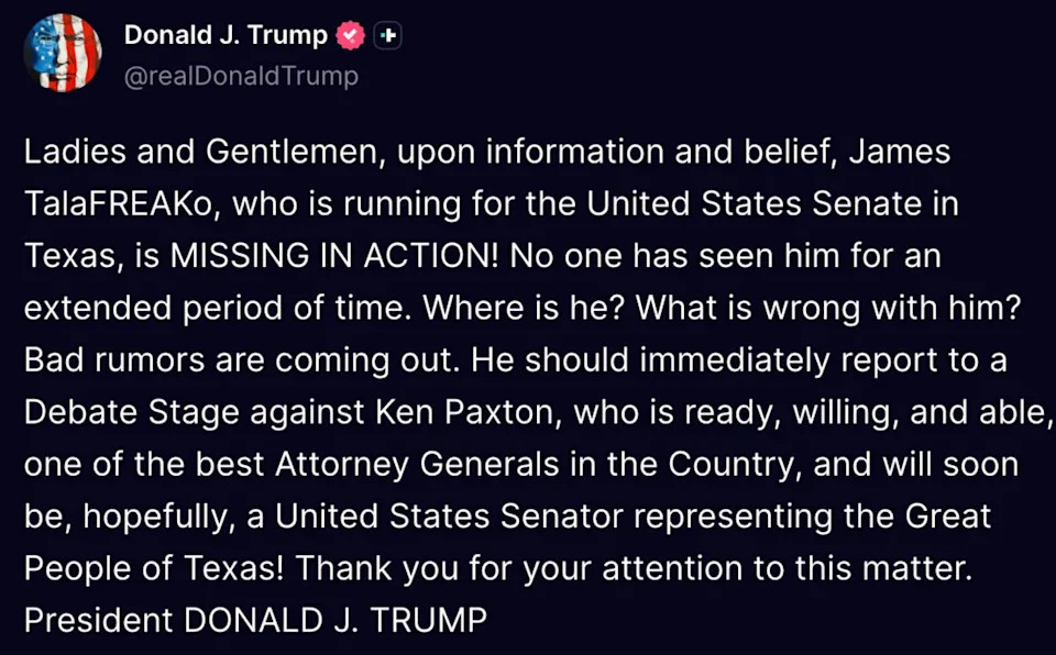 Truth Social /  Donald Trump